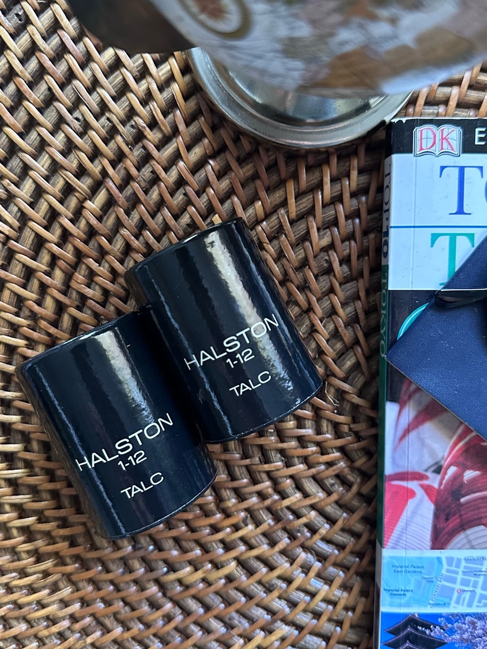 Halston 1-12 TALC For Men Vintage Shaker 2 Containers 75% Full